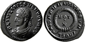 Crispus, Caesar, 316-326. Follis (Bronze, 19 mm, 3.12 g, 12 h), Thessalonica, 324. FL IVL CRISPVS NOB CAES Laureate, draped and cuirassed bust of Cris...