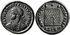 Constantine II, as Caesar, 316-337. Follis (Bronze, 19 mm, 2.99 g, 1 h), Siscia, 328-329. FL IVL CONSTANTIVS NOB C Laureate, draped and cuirassed bust...