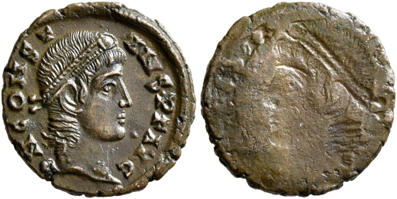 Constans, 337-350. Follis (Bronze, 14 mm, 1.58 g), brockage mint error, probably...