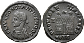 Constantius II, as Caesar, 324-337. Follis (Bronze, 19 mm, 2.60 g, 12 h), Constantinopolis, 326. FL IVL CONSTANTIVS NOB C Laureate, draped and cuirass...