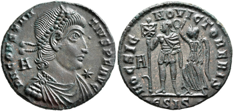 Constantius II, 337-361. Maiorina (Silvered bronze, 23 mm, 5.03 g, 6 h), Siscia,...