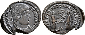 Magnentius, 350-353. Centenionalis (Bronze, 25 mm, 4.48 g, 1 h), Lugdunum, 351-353. D N MAGNENTIVS P F AVG Bare-headed, draped and cuirassed bust of M...