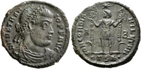 Vetranio, 350. Maiorina (Silvered bronze, 25 mm, 5.66 g, 6 h), Thessalonica. D N VETRANIO P F AVG Laureate, draped and cuirassed bust of Vetranio to r...
