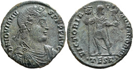 Jovian, 363-364. Double Maiorina (Silvered bronze, 27 mm, 8.27 g, 6 h), Thessalonica. D N IOVIAN-VS P F P P AVG Diademed, draped and cuirassed bust of...