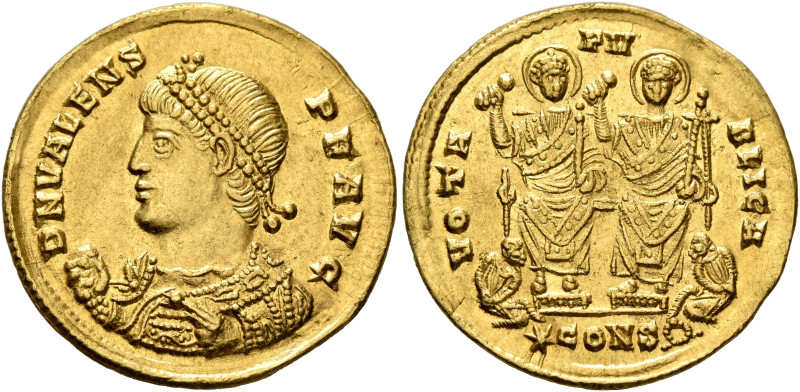 Valens, 364-378. Solidus (Gold, 21 mm, 4.46 g, 6 h), Constantinopolis, January 3...