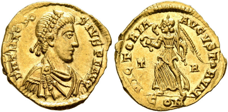 Theodosius I, 379-395. Tremissis (Gold, 14 mm, 1.40 g, 6 h), Treveri, 389-391. D...