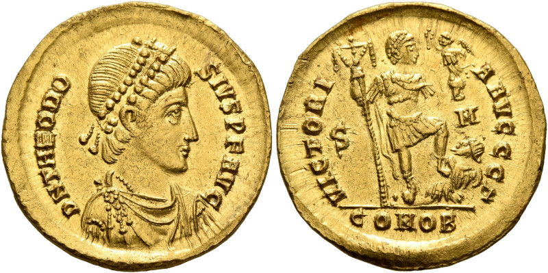 Theodosius I, 379-395. Solidus (Gold, 20 mm, 4.49 g, 12 h), uncertain military m...