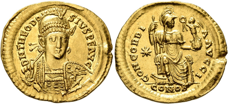 Theodosius II, 402-450. Solidus (Gold, 22 mm, 4.38 g, 6 h), Constantinopolis, 40...