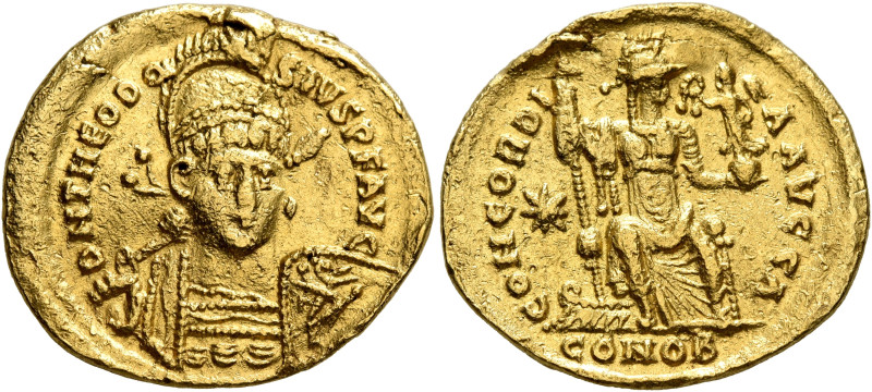 Theodosius II, 402-450. Solidus (Gold, 21 mm, 4.18 g, 12 h), Constantinopolis, 4...