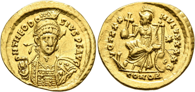 Theodosius II, 402-450. Solidus (Gold, 20 mm, 4.13 g, 6 h), Constantinopolis, 43...