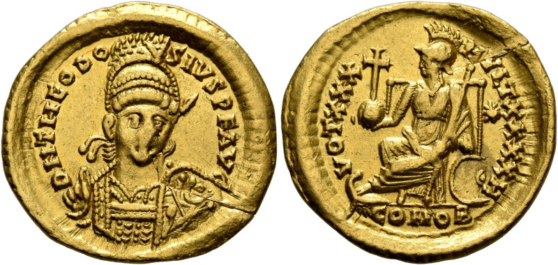 Theodosius II, 402-450. Solidus (Gold, 21 mm, 4.41 g, 6 h), Constantinopolis, 43...