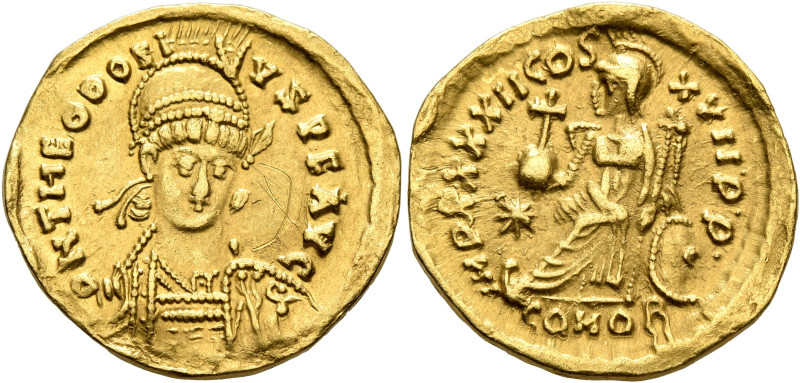 Theodosius II, 402-450. Solidus (Gold, 20 mm, 3.72 g, 6 h), Constantinopolis, 44...
