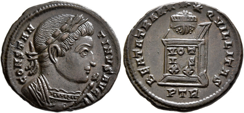 Constantine I, 307/310-337. Follis (Bronze, 20 mm, 2.81 g, 6 h), Treveri, 321. C...