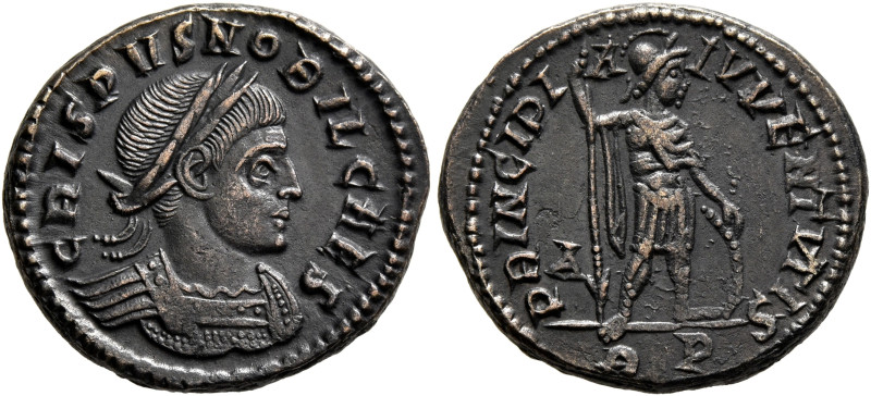 Crispus, Caesar, 316-326. Follis (Bronze, 20 mm, 4.03 g, 12 h), Rome, 317. CRISP...