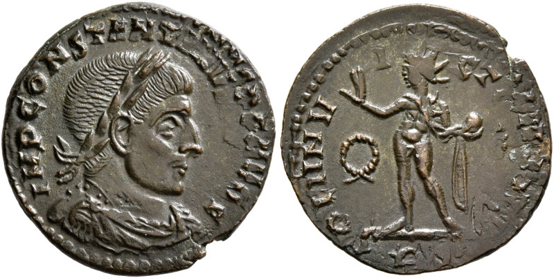 Constantine I, 307/310-337. Follis (Bronze, 21 mm, 3.26 g, 6 h), Rome, 317-318. ...