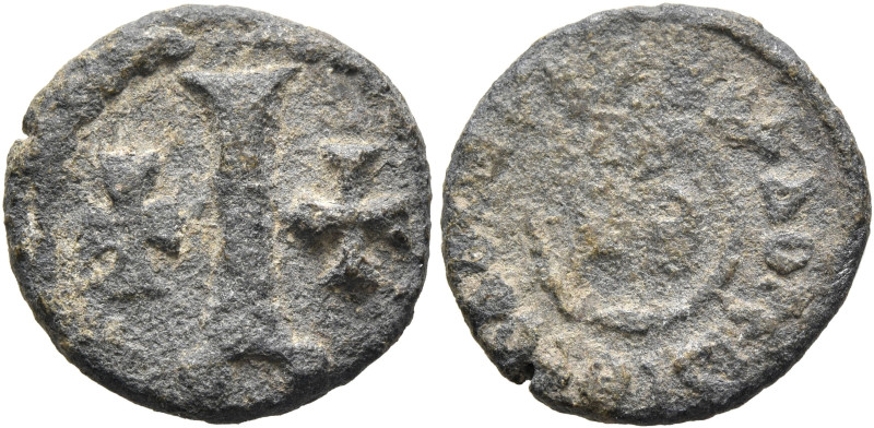 Justinian I, 527-565. Decanummium (Lead, 17 mm, 3.54 g), RY 29 = 556/7 (?). Larg...