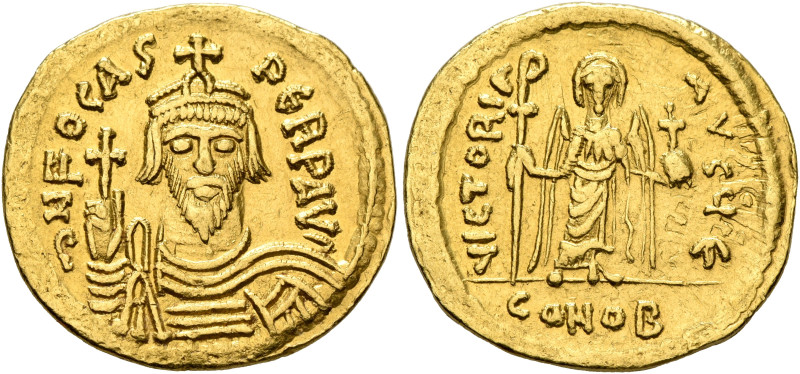 Phocas, 602-610. Solidus (Gold, 21 mm, 4.45 g, 6 h), Constantinopolis, 607-610. ...