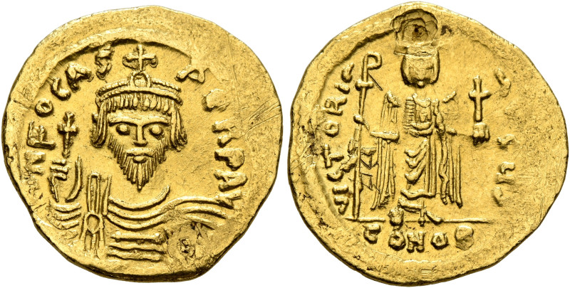 Phocas, 602-610. Solidus (Gold, 21 mm, 4.51 g, 6 h), Constantinopolis, 607-610. ...