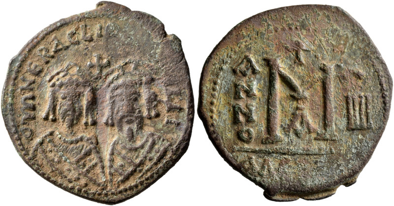 Revolt of the Heraclii, 608-610. Follis (Bronze, 30 mm, 8.63 g, 5 h), Alexandria...