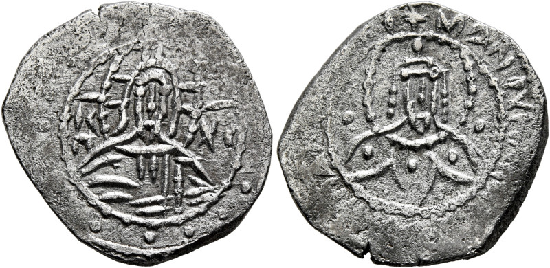 Manuel II Palaeologus, 1391-1425. Half Stavraton (Silver, 20 mm, 3.70 g, 6 h), C...