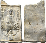 LEVANTINE REGION. Uncertain, circa 1st to 3rd centuries AD. Dedicatory Plaquette (Lead, 20x42 mm, 9.18 g). The Tyche of Antioch, turreted and veiled, ...