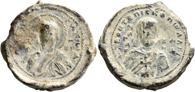 Leon, bishop of Alia, 11th century. Seal (Lead, 23 mm, 8.58 g, 12 h). +Θ[K]Є R, ...