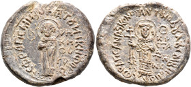 Nikephoros Iberopoulos, 13th century. Seal (Lead, 35 mm, 31.00 g, 12 h). CΦPAΓIC MHZOMAT૪ NHKHΦOP૪ - Θ - NH KH/ΦO/PO Saint Nikephoros, nimbate, standi...