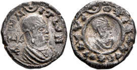 Ousanas I, circa 325-345. Argyros (Silver, 12 mm, 0.75 g, 12 h). ΑξⲰΜ-ΙΤⲰN Draped bust of Ousanas I to right, wearing tight-fitting head cloth and cir...