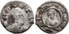 Wazeba, circa 340. Argyros (Silver, 11 mm, 0.86 g, 12 h). ወዘበ-ነገሠ ('wzbngs' = 'Wazeba, king' in Ge'ez) Draped bust of Wazeba to right, wearing tight-f...