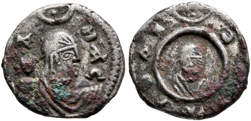 Ezanas, circa 345-380. Argyros (Silver, 11 mm, 0.62 g, 12 h), pagan types, circa...