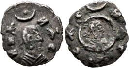 Ezanas, circa 345-380. Argyros (Silver, 10 mm, 0.40 g, 12 h), pagan types, circa 345-360. HZA-ИAC Draped bust of Ezanas to right, wearing tight-fittin...