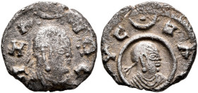 Ezanas, circa 345-380. Argyros (Silver, 10 mm, 0.44 g, 12 h), pagan types, circa 345-360. HZA-NAC Draped bust of Ezanas to right, wearing tight-fittin...