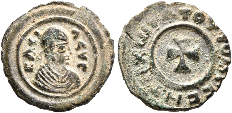 Anonymous, circa 359/60-450. Lepton (Bronze, 15 mm, 1.11 g, 11 h). BACI-ΛЄYC Dra...