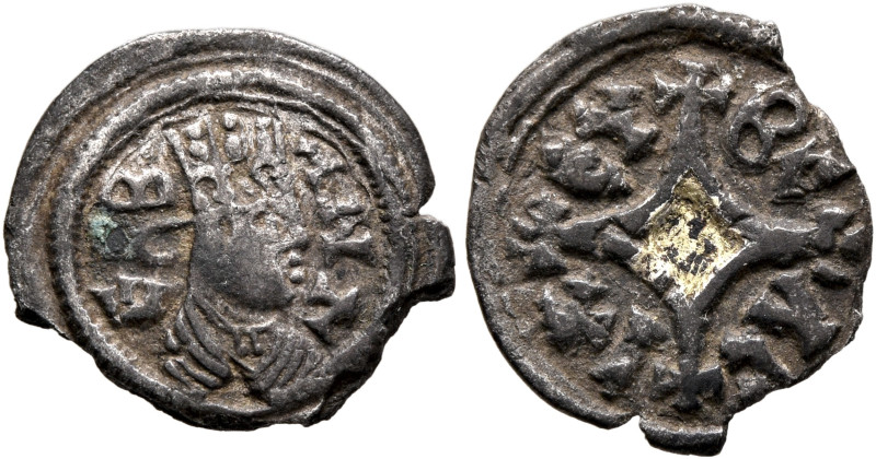 Ebana, circa 460s-480s. 3 Argyroi (Gilt Silver, 14 mm, 0.66 g, 3 h). Є-Β-ΛNΛ Dra...