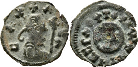 Anonymous, circa 460s-first quarter 6th century. Lepton (Gilt Bronze, 16 mm, 0.65 g, 7 h). CΛ X-Λ-C Λ Draped half-length male bust to right, wearing t...