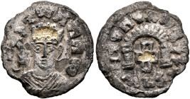 Ella Gabaz/Wazen Agad, circa late 550s-560s. Unit (Gilt Billon, 16 mm, 1.02 g, 12 h). ነገሠአከሰመ ('ngsʼksm' = 'King of Axum' in Ge'ez) Draped bust of Ell...
