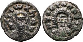 Ella Gabaz/Wazen Agad, circa late 550s-560s. Unit (Gilt Billon, 15 mm, 0.98 g, 11 h). ነገሠአከሰመ ('ngsʼksm' = 'King of Axum' in Ge'ez) Draped bust of Ell...