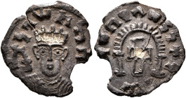 Ella Gabaz/Wazen Agad, circa late 550s-560s. Unit (Gilt Billon, 15 mm, 0.83 g, 12 h). ነገሠአከሰመ ('ngsʼksm' = 'King of Axum' in Ge'ez) Draped bust of Ell...
