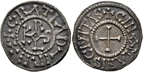 CAROLINGIANS. Charles le Chauve (the Bald), as Charles II, king of West Francia, 840-877. Denier (Silver, 20 mm, 1.76 g, 1 h), Le Mans, 864-877. ✠GRAT...