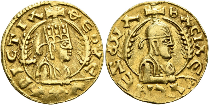 AXUM. Nezana/Nezool, circa 480s-500. Chrysos (Electrum, 17 mm, 1.63 g, 12 h). ΘЄ...