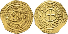 CRUSADERS. Christian Arabic Dinars. Dinar (Gold, 20 mm, 3.00 g, 11 h), ʿAkka (Acre), date off flan (1250s). Within a central circle, ‘ilāh / wāḥid’ (‘...