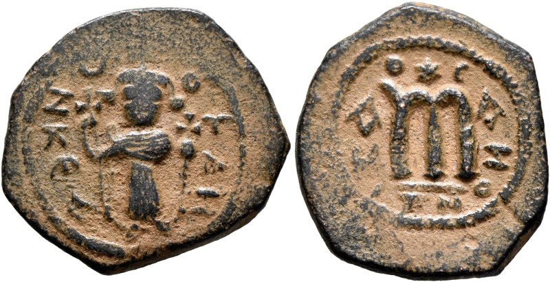 ISLAMIC, Time of the Rashidun. Pseudo-Byzantine types. Fals (Bronze, 21 mm, 3.65...