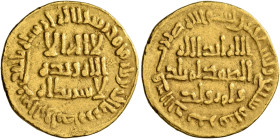 ISLAMIC, Umayyad Caliphate. temp. Suleiman ibn 'Abd al-Malik, AH 96-99 / AD 715-717. Dinar (Gold, 20 mm, 4.26 g, 6 h), AH 97 = 715/6. ‘lā ilāha illā /...