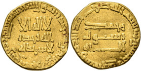 ISLAMIC, 'Abbasid Caliphate. temp. Al-Mansur, AH 136-158 / AD 754-775. Dinar (Gold, 18 mm, 3.67 g, 3 h), AH 151 = 768/9. ‘lā ilāha illā / Allāh waḥdah...