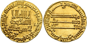 ISLAMIC, 'Abbasid Caliphate. temp. Al-Mahdi, AH 158-169 / AD 775-785. Dinar (Gold, 19 mm, 4.23 g, 2 h), without mint, AH 165 = AD 781/2. ‘lā ilāha ill...