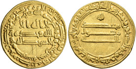 ISLAMIC, 'Abbasid Caliphate. temp. Al-Ma'mun, AH 193-218 / AD 809-833. Dinar (Gold, 19 mm, 4.15 g, 12 h), Misr, AH 215 = AD 830/1. ‘lā ilāha illā / Al...