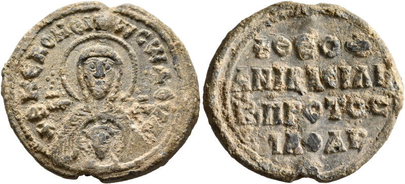 Theophanes, imperial protospatharios, 10th century. Seal (Lead, 25 mm, 8.70 g, 1...