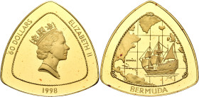BERMUDA. Elizabeth II. Queen of the United Kingdom, 1952-2022. 60 Dollars 1998 (Gold, 35 mm, 31.54 g, 12 h), Llantrisant. 60 DOLLARS ELIZABETH II / 19...