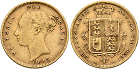 BRITISH, Hanover. Victoria, 1837-1901. Half Sovereign 1883 (Gold, 20 mm, 3.95 g, 6 h), London. VICTORIA DEI GRATIA / 1883 Bare head of Victoria to lef...