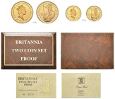 BRITISH, Windsor. Elizabeth II, 1952-2022. Coin Set 1987 (Gold), on Britannia. Llantrisant. Two denominations: 25 Pounds 1/4 oz (KM 951), 10 Pounds 1/...